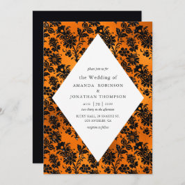 Convite Casamento com folhas de folhas laranja e preto
