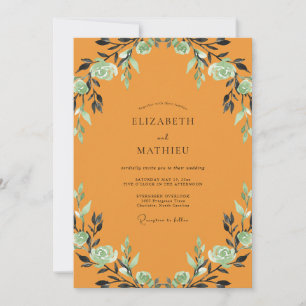 Convite Casamento com Folhas de Hortelã Âmbar