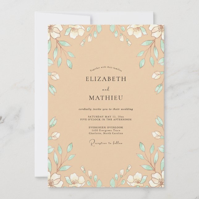 Convite Casamento com Folhas de Hortelã Arenosa (Frente)