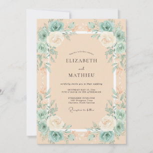 Convite Casamento com Folhas de Hortelã e Champanhe