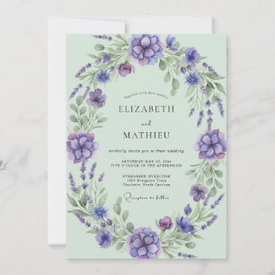 Convite Casamento com Folhas de Hortelã e Lavanda