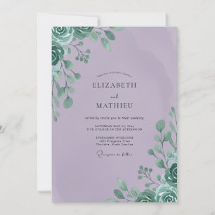 Convite Casamento com Folhas de Hortelã e Lilás