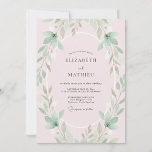 Convite Casamento com Folhas de Hortelã e Rubor