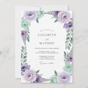 Convite Casamento com Folhas de Hortelã Roxa