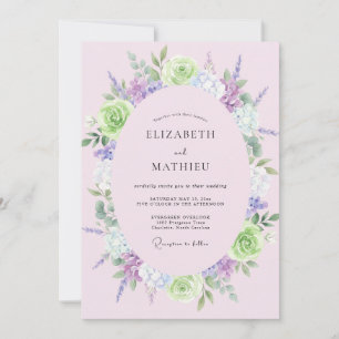 Convite Casamento com Folhas de Lavanda e Limão