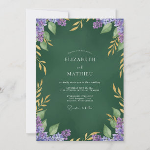 Convite Casamento com Folhas de Lilás da Floresta