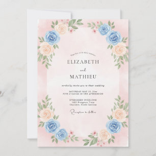 Convite Casamento com Folhas de Marfim Rosado
