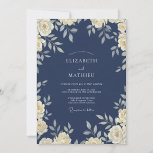 Convite Casamento com Folhas de Marfim Tinta