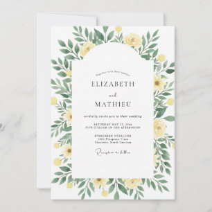 Convite Casamento com Folhas de Oliva Amarelas Pressionada