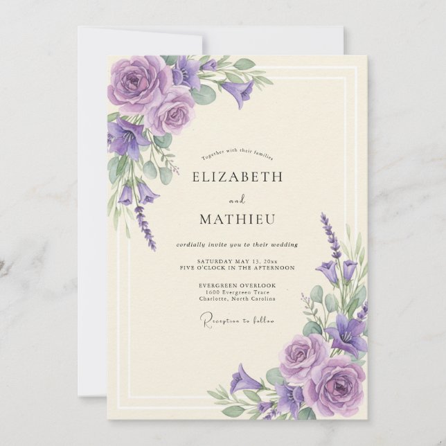 Convite Casamento com Folhas de Orquídea (Frente)