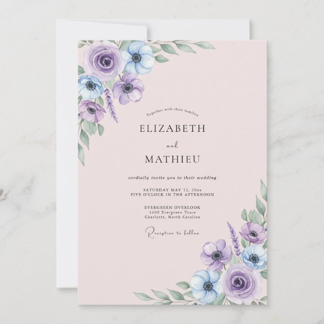 Convite Casamento com Folhas de Orquídea Champagne (Frente)