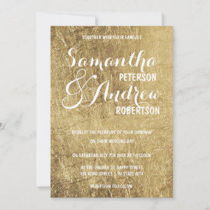 Convite Casamento com folhas de ouro de luxo