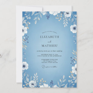 Convite Casamento com Folhas de Periwinkle ao Luar
