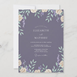 Convite Casamento com Folhas de Plum Slate