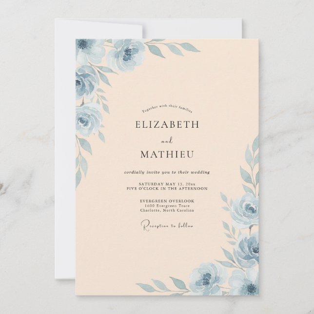 Convite Casamento com Folhas de Pó de Champanhe (Frente)