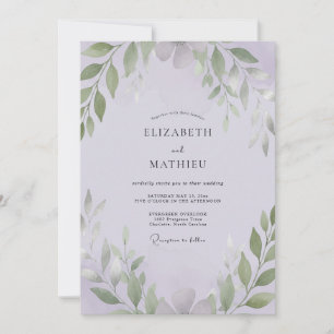 Convite Casamento com Folhas de Sage Âmbar