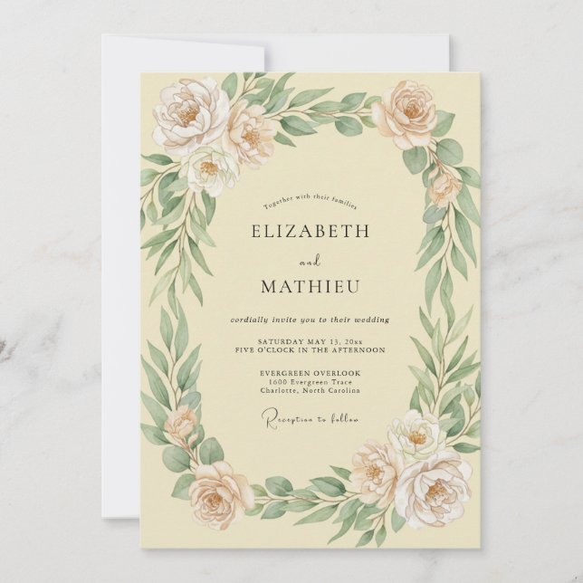Convite Casamento com Folhas de Sálvia e Manteiga (Frente)