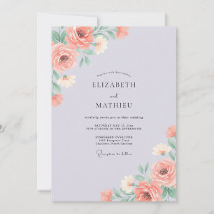 Convite Casamento com Folhas de Terracota Lilás