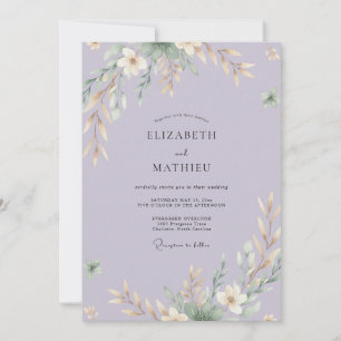 Convite Casamento com Folhas de Vinca Menor