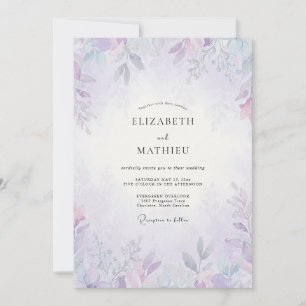Convite Casamento com Folhas de Violeta Roxa da Floresta