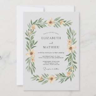 Convite Casamento com Folhas e Apricot Champanhe