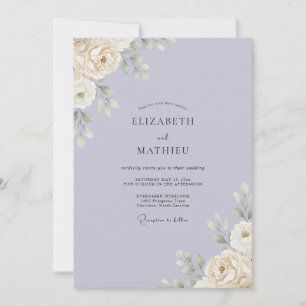 Convite Casamento com Folhas e Creme de Lavanda