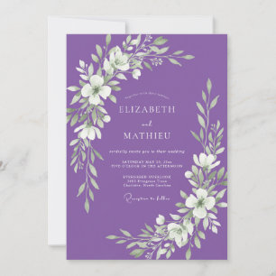 Convite Casamento com Folhas em Aquarela de Ámbar