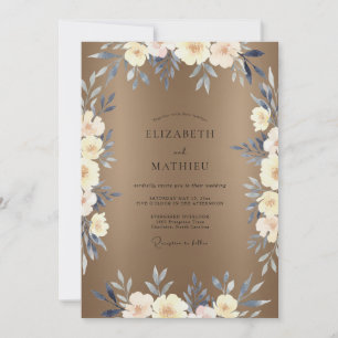 Convite Casamento com Folhas em Creme Bege