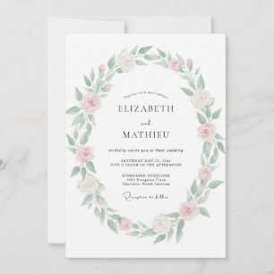 Convite Casamento com Folhas em Tom de Pêssego Pastel