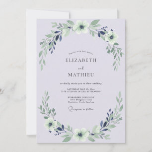 Convite Casamento com Folhas Índigo Lilás