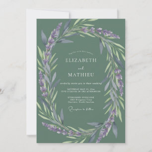 Convite Casamento com Folhas Lilás Musgosas