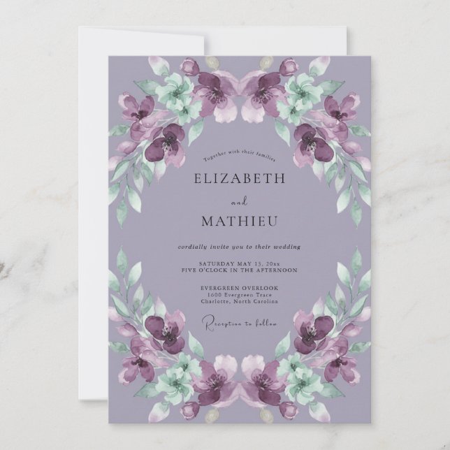 Convite Casamento com Folhas Pintadas de Ámbar (Frente)