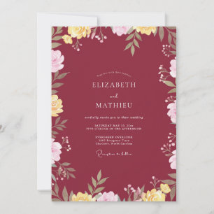 Convite Casamento com Folhas Pintadas de Marrom