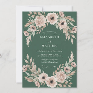 Convite Casamento com Folhas Rosa Hunter