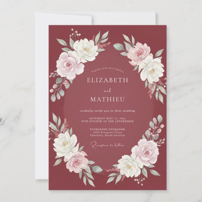 Convite Casamento com Folhas Roxas (Frente)