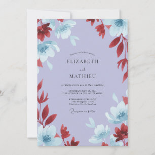 Convite Casamento com Folhas Roxas e Burgundy