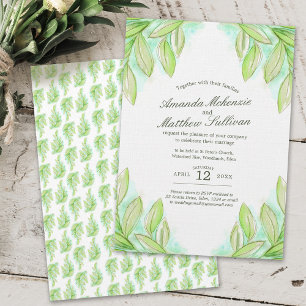 Convite Casamento com folhas verdes primaveras
