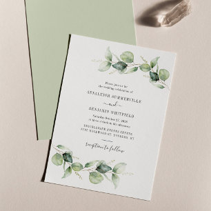 Convite Casamento com Foliage Eucalyptus Greenery