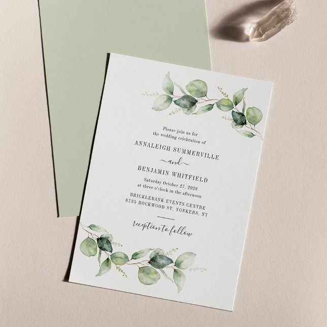 Convite Casamento com Foliage Eucalyptus Greenery (Eucalyptus Botanical Wedding Invitation)
