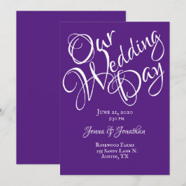 Convite Casamento com Fonte Roxa Elegante