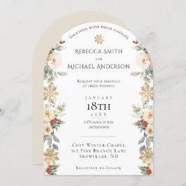 Convite Casamento com Forma de Arca Floral Elegante de inv