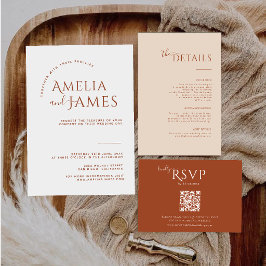 Convite Casamento com foto Boho Minimalista Moderna Terrac