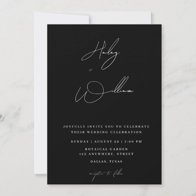 Convite Casamento com Foto de Caligrafia Minimalista Capri (Frente)