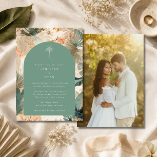 Convite Casamento com Foto de Folhas de Palmeira Tropical