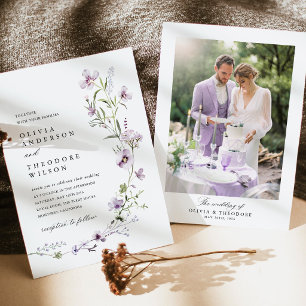 Convite Casamento com Foto de Fundo de Flor Silvestre de L