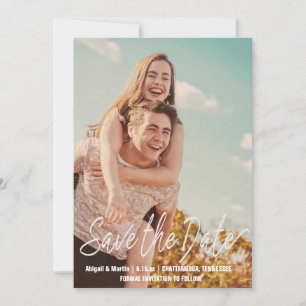 Convite Casamento com Foto de Salve a Data em Roteiro Casu