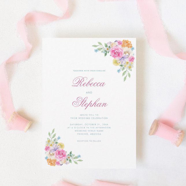 Convite Casamento com Foto do Código QR do Jardim Rosa de  (Criador carregado)