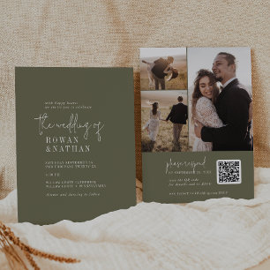 Convite Casamento com Foto do Código QR Verde Verde-Chic M