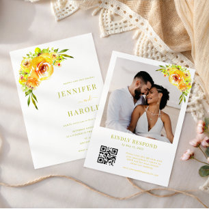 Convite Casamento com Foto do Jardim Floral Vibrante Amare