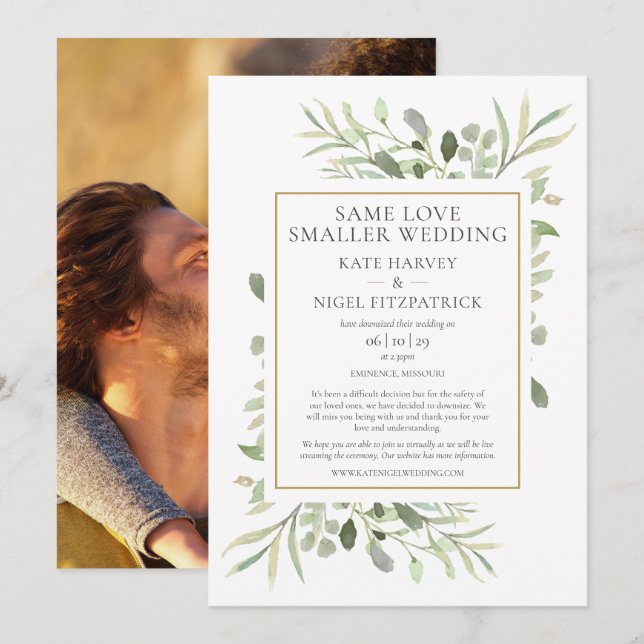 Convite Casamento com Foto Downsized Same Love (Frente/Verso)